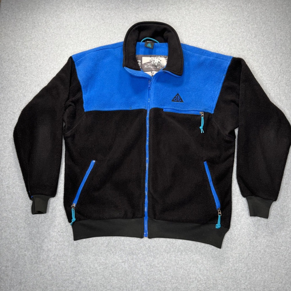Nike ACG Fleece Jacket Mens Large Blue Black St Helens Vintage 90s Full Zip